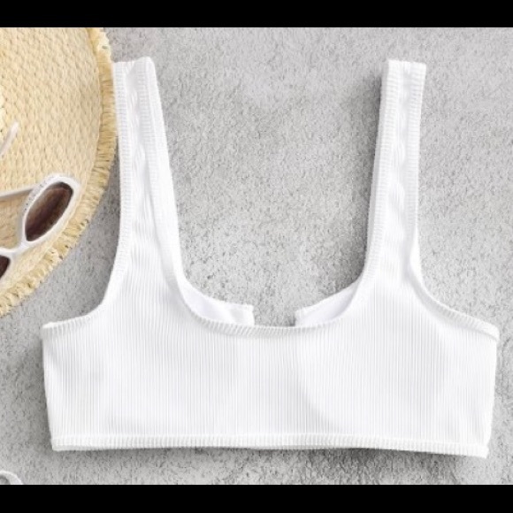 💚3/$20💚 White Ribbed Zaful Bikini Top - Picture 3 of 6